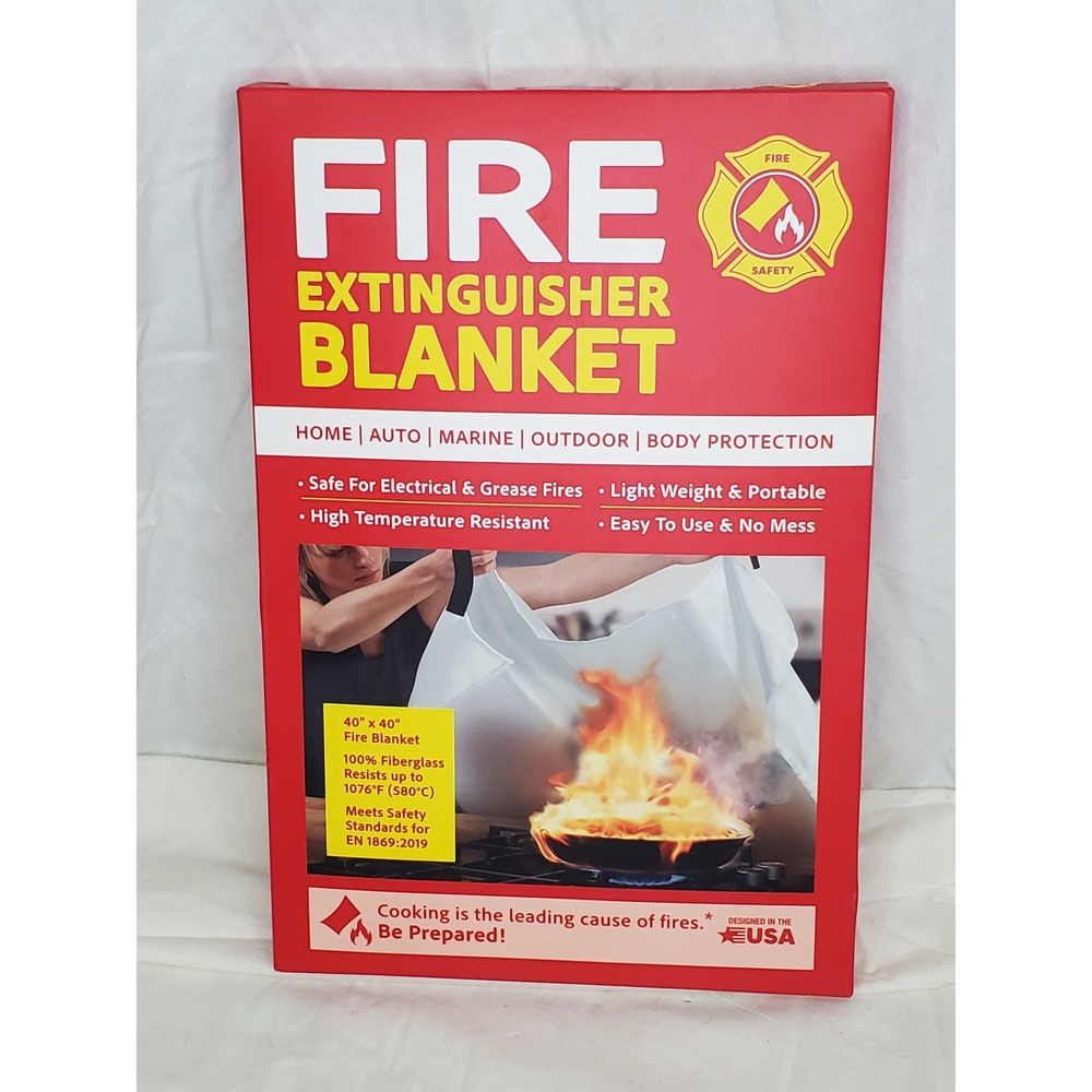 Fire Extinguisher Blanket 40x40 Emergency Flame Suppressant Fiberglass 911411